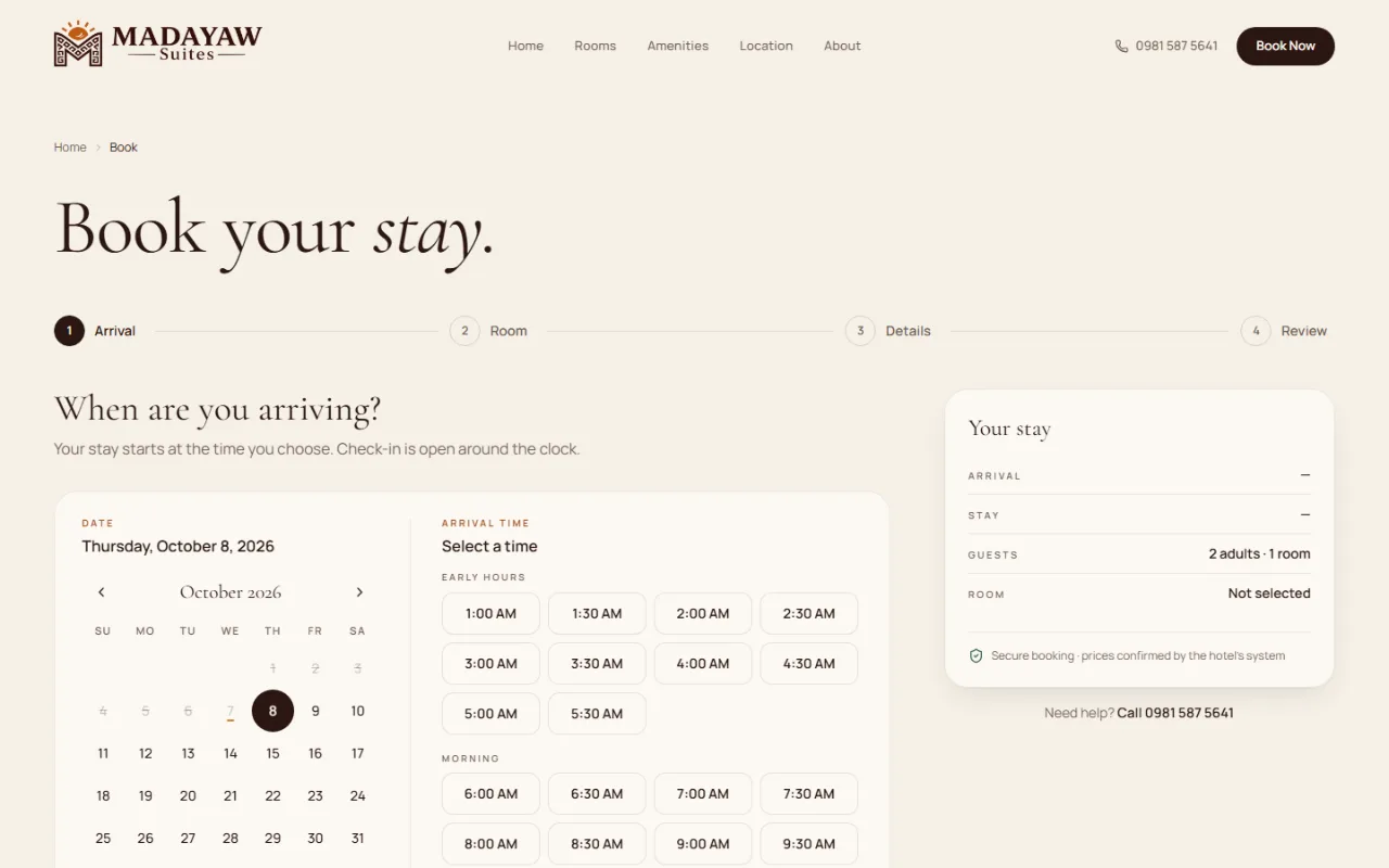 Madayaw Suites — Hotel Website & Booking System — booking flow 2